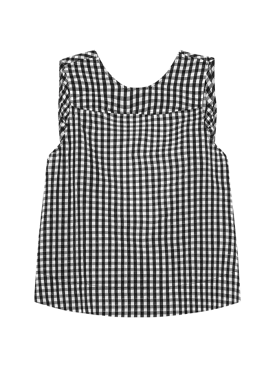 Ganni Open-back Gingham Seersucker Top In White