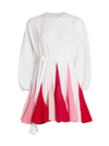 Rhode Ella Colorblock Pleat Minidress In White Pink
