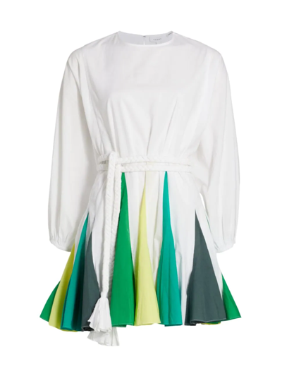 rhode ella dress green RHODE Ella Belted Printed Cotton Mini Dress