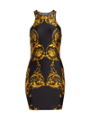 Versace Jeans Couture Garland Sleeveless Minidress In Black Gold