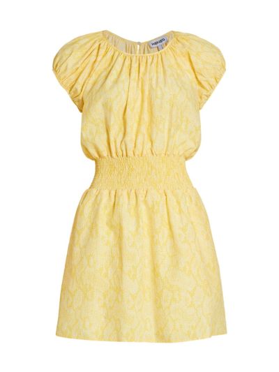 Kenzo Dyed Smocked Waist Minidress In Yellow