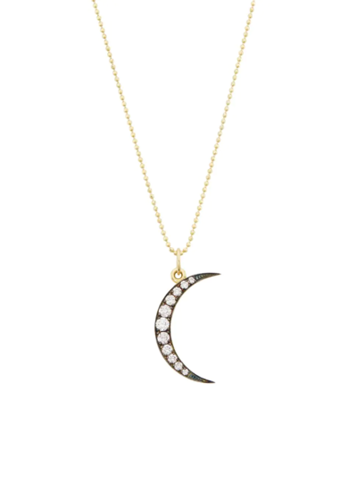 Andrea Fohrman 18k Yellow Gold And Black Rhodium Crescent Necklace With White Diamonds