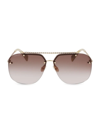 Lanvin Babe Rimless Studded Metal Aviator Sunglasses In Brown