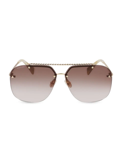 Lanvin Babe Rimless Studded Metal Aviator Sunglasses In Brown