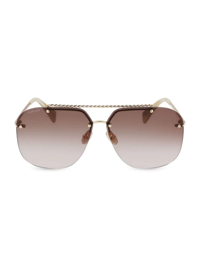 Lanvin Babe Rimless Studded Metal Aviator Sunglasses In Gold/gradient Bro