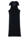 Helmut Lang Rib-knit Polo Minidress In Black