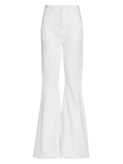7 For All Mankind Portia Megaflare High-rise Stretch-cotton Jeans In Clean White