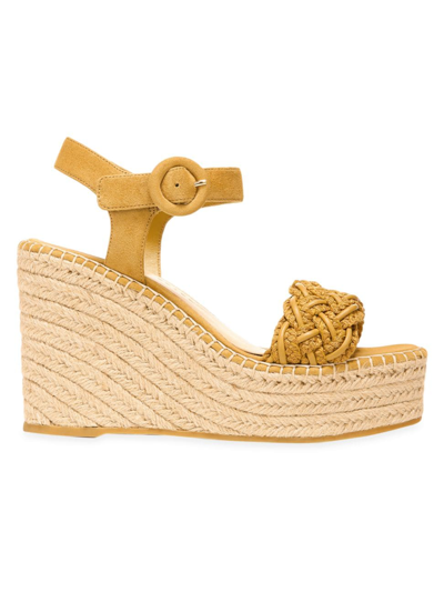 Veronica Beard Reema Braided Ankle-strap Wedge Sandals In Yellow