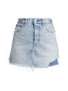 MOUSSY VINTAGE WOMEN'S ANDALUCIA DISTRESSED PATCHWORK DENIM SKIRT