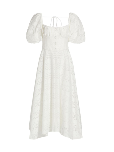 Acler Women's Stapleton Cotton-blend Lace Midi Dress In White,pink