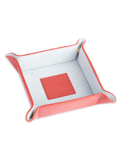 Royce New York Suede-lined Leather Catchall Valet Tray In Red