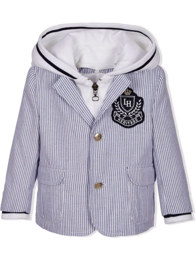 Lapin House Babies' Hooded Pinstripe Blazer In Blue