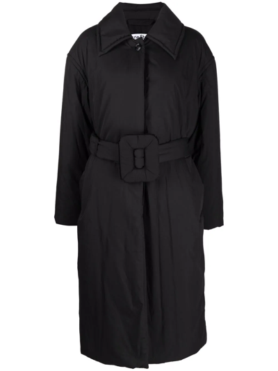 Acne Studios Belted Padded Cotton-blend Shell Coat In Black