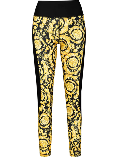 Versace Barocco Print High-waisted Leggings In Black