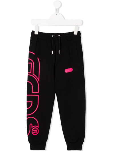 Gcds Teen Logo Print Track Trousers In Black