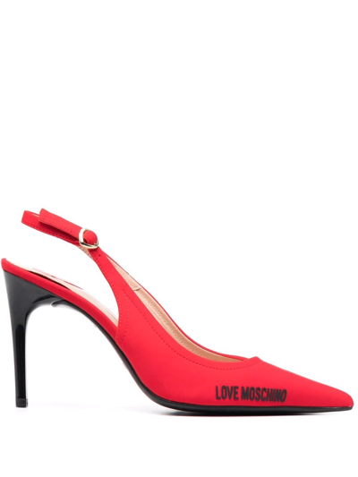 Love Moschino Logo裹踝高跟鞋 In Red