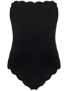 Marysia Chesapeake Reversible Strapless Scalloped Stretch-crepe Swimsuit In Black