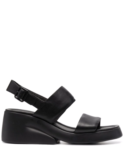 Camper Double-strap Leather Sandals In Black