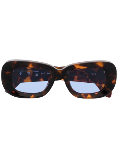 Off-white Carrarra Tortoiseshell Round-frame Sunglasses In Brown