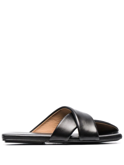Marsèll Square-toe Leather Sandals In Black