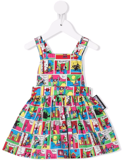 Moschino Babies' Comic Print Shift Dress In Multicolor