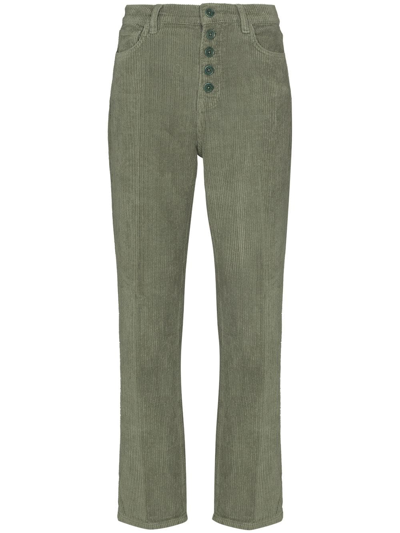 Reformation Cynthia High Rise Straight Corduroy Pants In Green