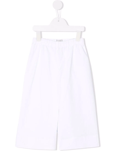 Il Gufo Kids' Elasticated Wide-leg Trousers In White