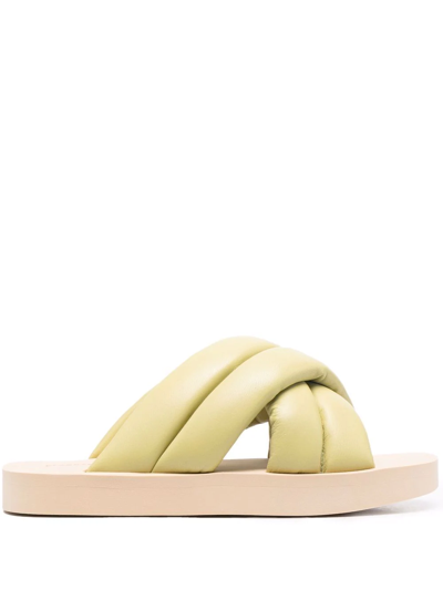 Proenza Schouler Float Crisscross Strap Slide Sandal In Green