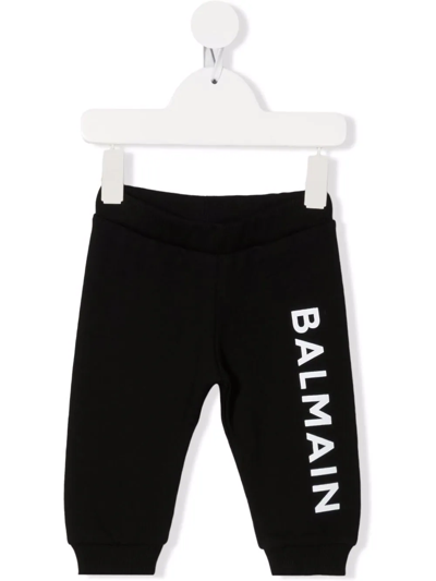 Balmain Babies' Logo印花运动裤 In Black
