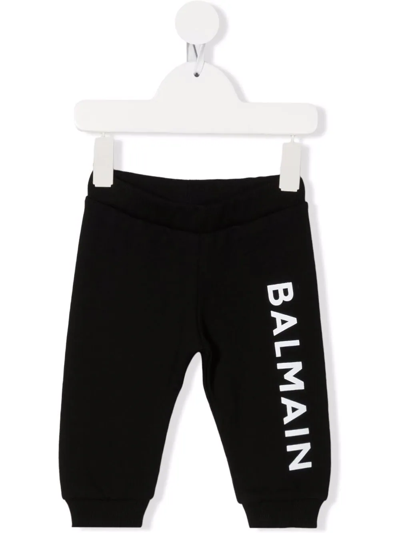 Balmain Babies' Logo-print Tracksuit Bottoms In Black