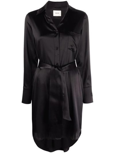 Max & Moi Long-sleeve Shirt Dress In Black