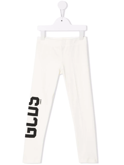 Gcds Kids' Logo-print Track Trousers In Neutrals