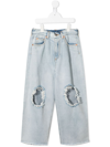 Mm6 Maison Margiela Ripped Straight-leg Jeans In Blue