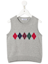 Familiar Argyle Knit Sleeveless Sweater In Grey