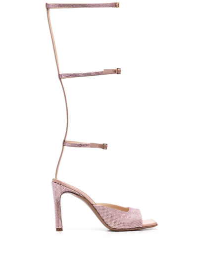 The Saddler X Caroline Vreeland 100mm Ankle Sandals In Pink