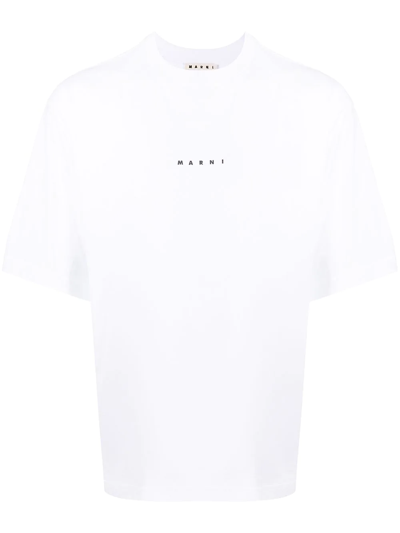 Marni Logo-print Cotton-jersey T-shirt In White