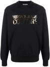 Versace Jeans Couture Men's Metallic-logo Crew Sweatshirt In Black/gold