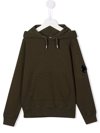 C.p. Company Lens-detail Drawstring Hoodie In Green