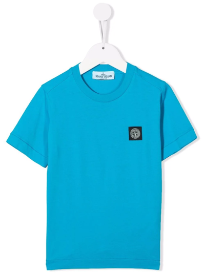 Stone Island Junior Kids' Compass-patch T-shirt In Blue