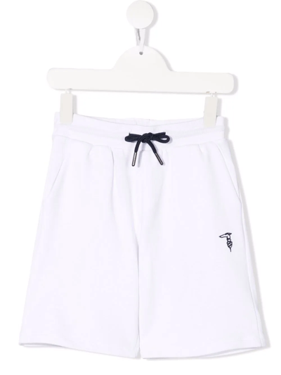 Trussardi Junior Kids' Embroidered-logo Track Shorts In White
