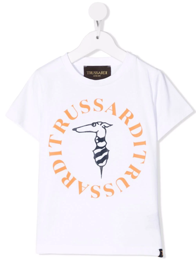 Trussardi Junior Kids' Logo-print Cotton T-shirt In White