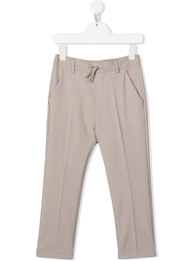 Paolo Pecora Teen Elasticated Waistband Straight Trousers In Fango
