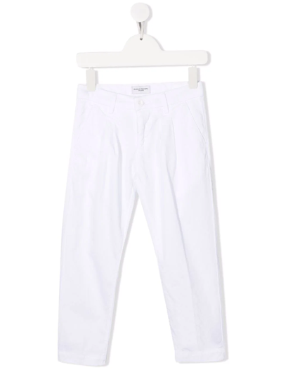 Paolo Pecora Kids' Pleat-detail Straight-leg Trousers In White