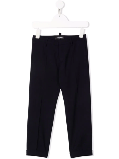 Dsquared2 Kids' Black Stretch Virgin Wool Trousers In Nero