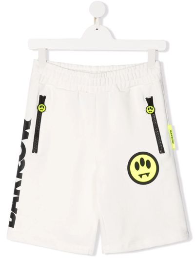 Barrow Kids' Cotton Logo-print Track Shorts In White