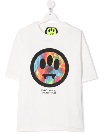 Barrow Kids' Graphic-print Short-sleeve T-shirt In Bianco