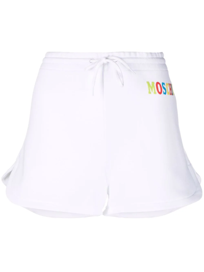 Moschino Logo-print Drawstring Track Shorts In Weiss