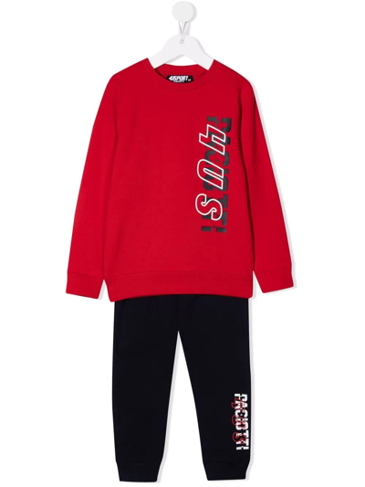 Cesare Paciotti 4us Kids' Logo-print Contrast Tracksuit Set In Red