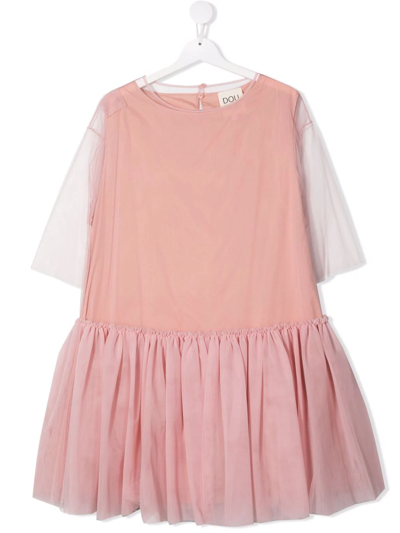 Douuod Teen Tulle-layered Smock Dress In Rosa
