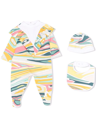 Emilio Pucci Junior Babies' Graphic-print Pajama Set In Green
